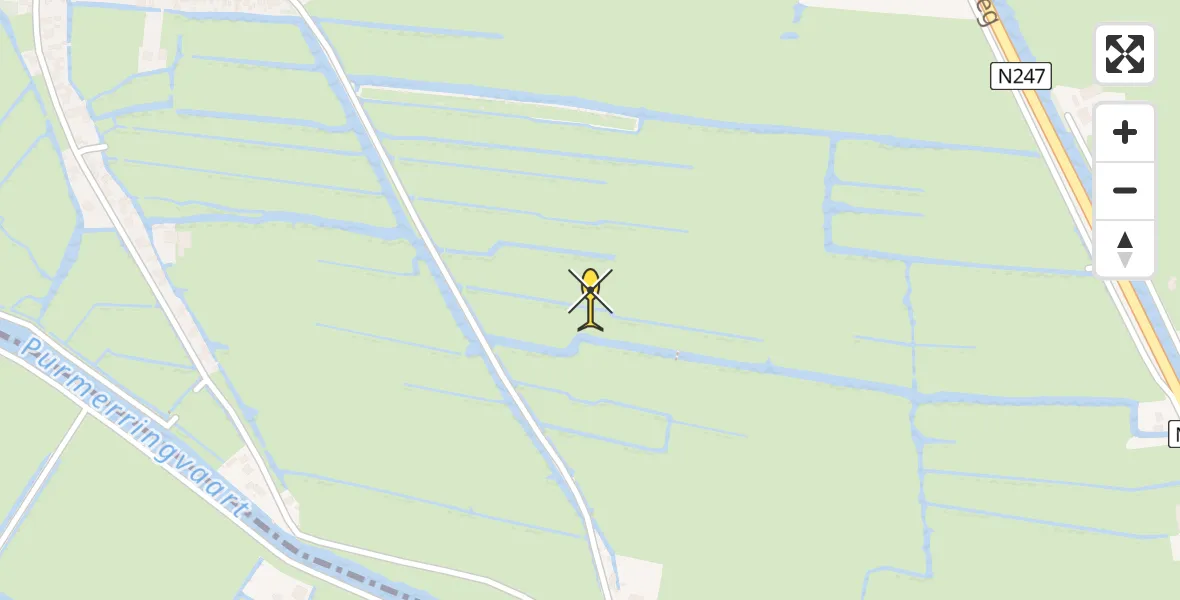 Routekaart van de vlucht: Politiehelikopter naar Middelie