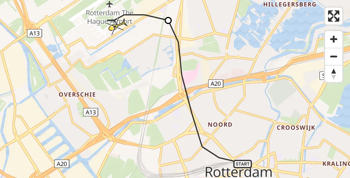 Routekaart van de vlucht: Lifeliner 2 naar Rotterdam The Hague Airport