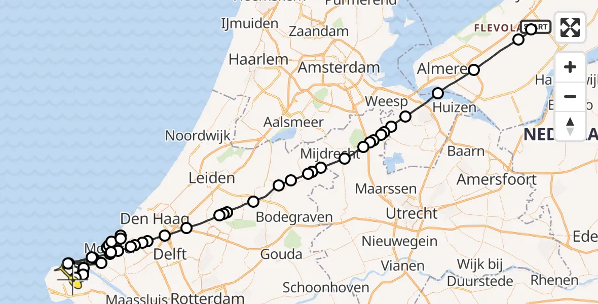 Routekaart van de vlucht: Traumaheli naar Maasvlakte