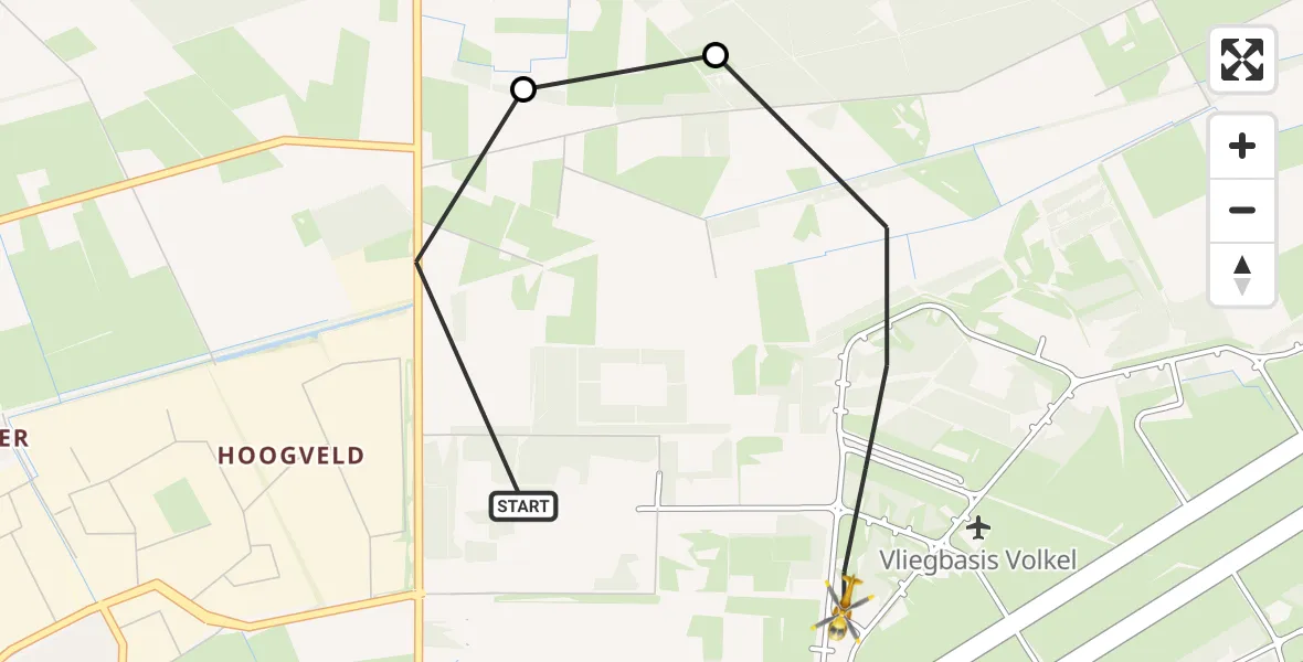 Vluchtroute Traumahelikopter Vliegbasis Volkel - Vliegbasis Volkel, 16 augustus 2022, 14:30