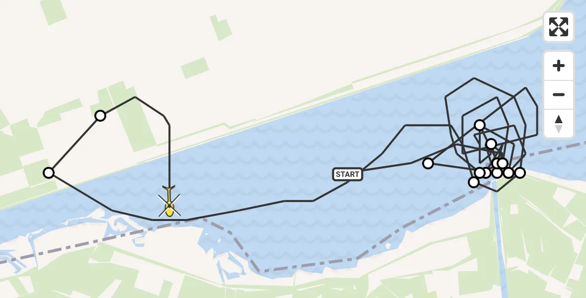 Routekaart van de vlucht: Politiehelikopter naar Kraggenburg
