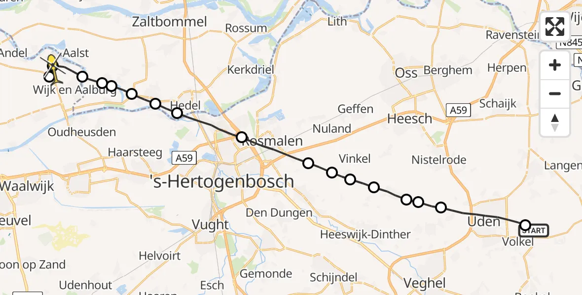 Routekaart van de vlucht: Lifeliner 3 naar Veen