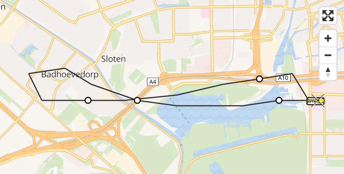 Routekaart van de vlucht: Lifeliner 1 naar VU Medisch Centrum Amsterdam