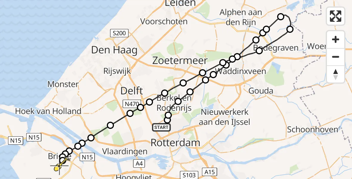 Routekaart van de vlucht: Lifeliner 1 naar Vierpolders