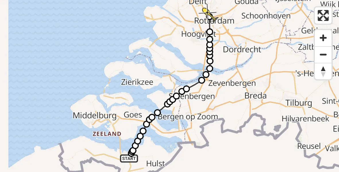 Routekaart van de vlucht: Lifeliner 2 naar Rotterdam The Hague Airport