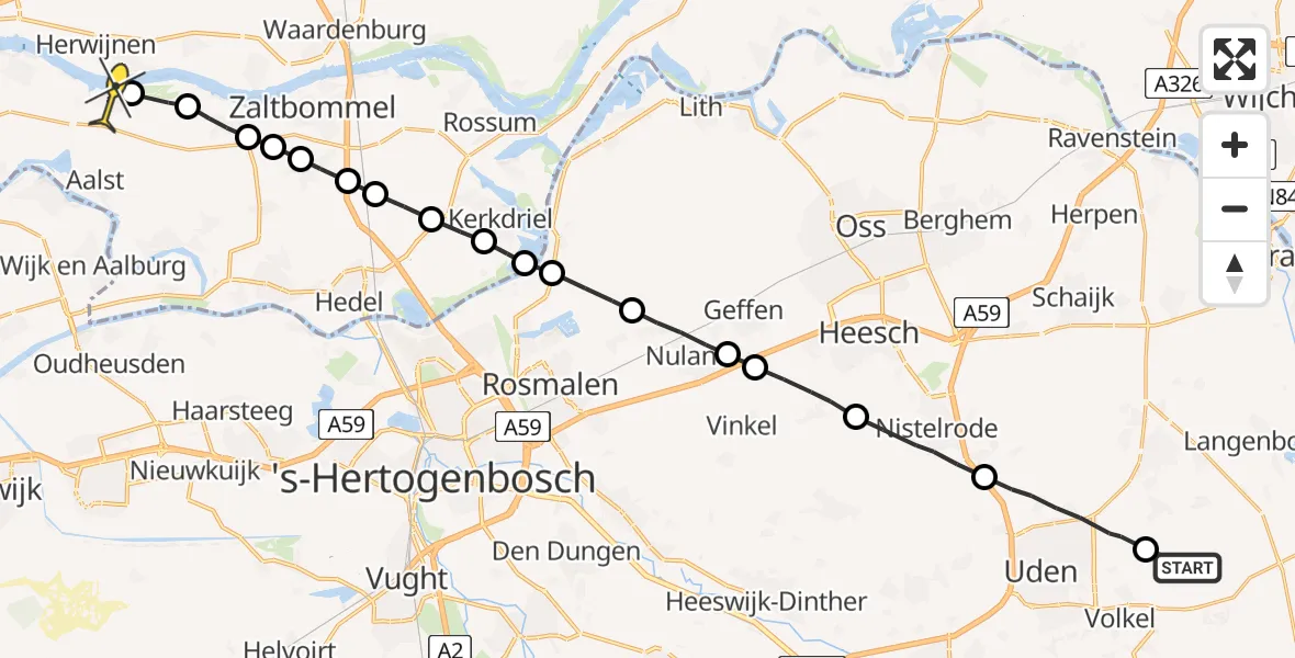 Routekaart van de vlucht: Lifeliner 3 naar Zuilichem