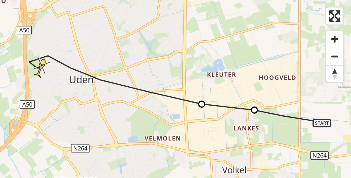 Routekaart van de vlucht: Lifeliner 3 naar Uden