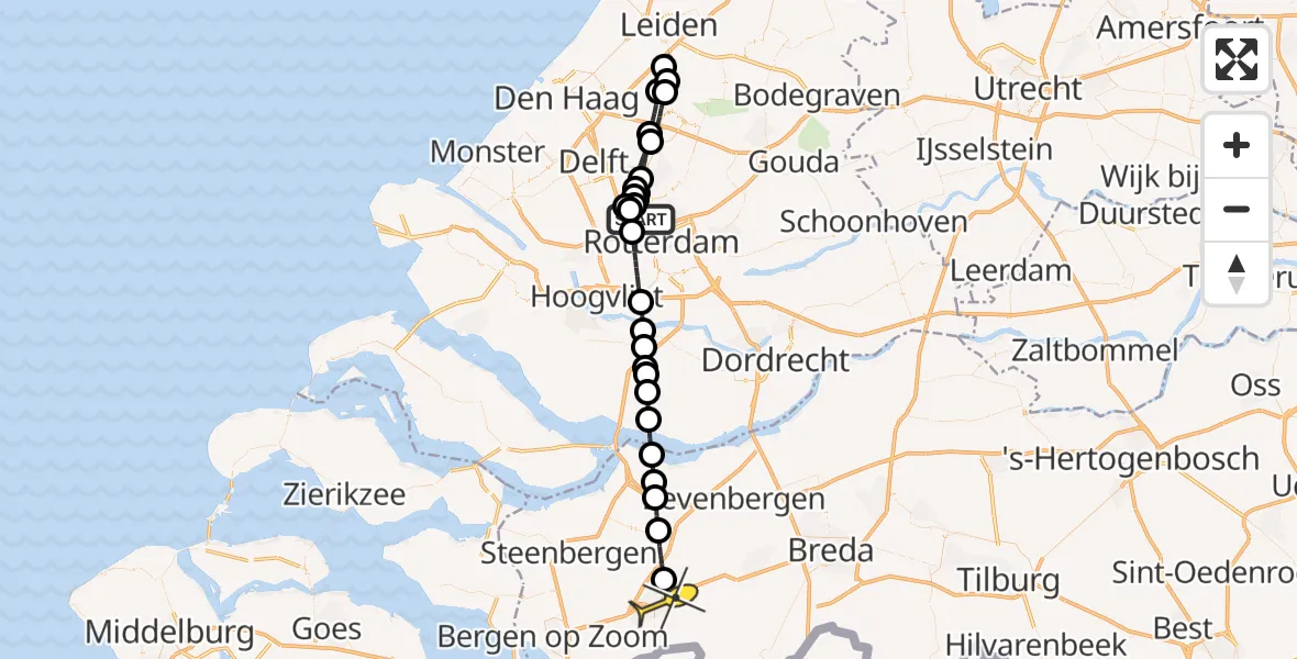 Routekaart van de vlucht: Lifeliner 2 naar Roosendaal