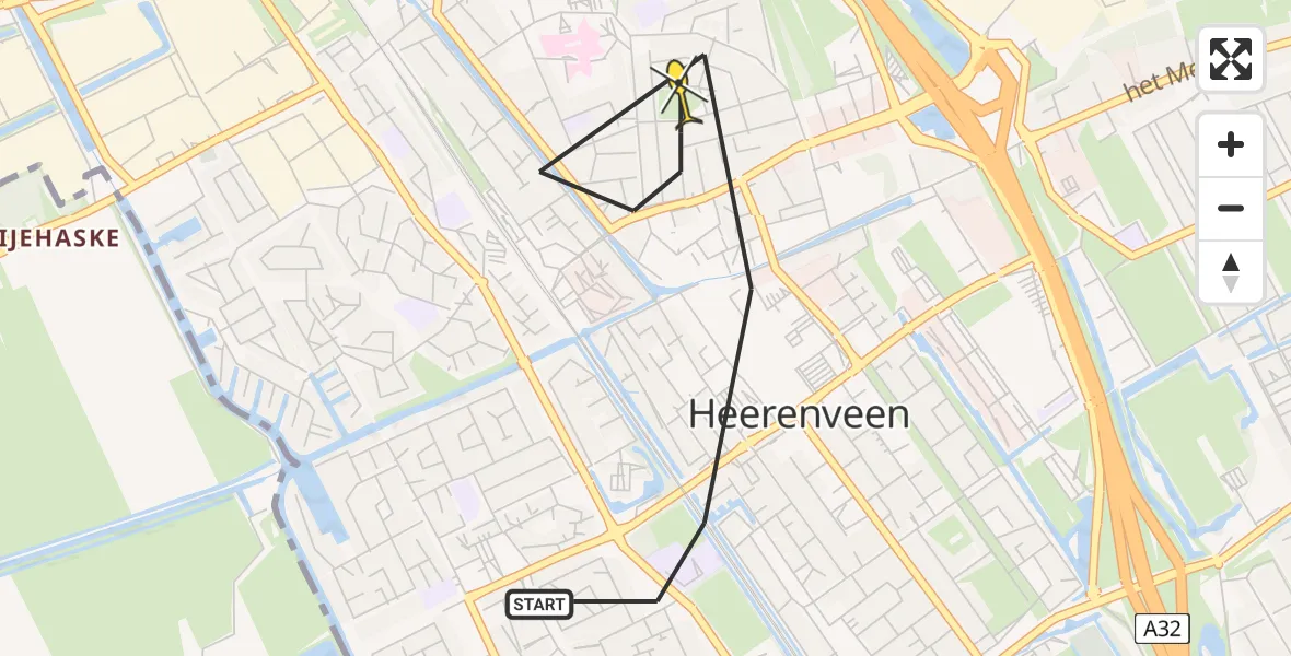 Routekaart van de vlucht: Lifeliner 4 naar Heerenveen