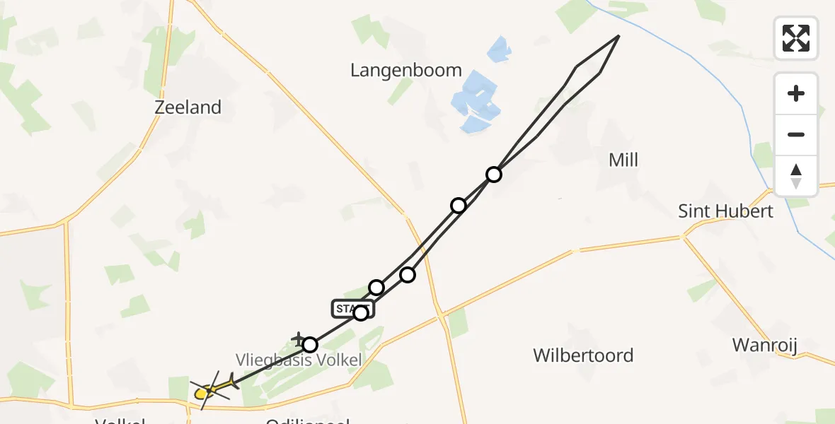 Routekaart van de vlucht: Lifeliner 3 naar Vliegbasis Volkel