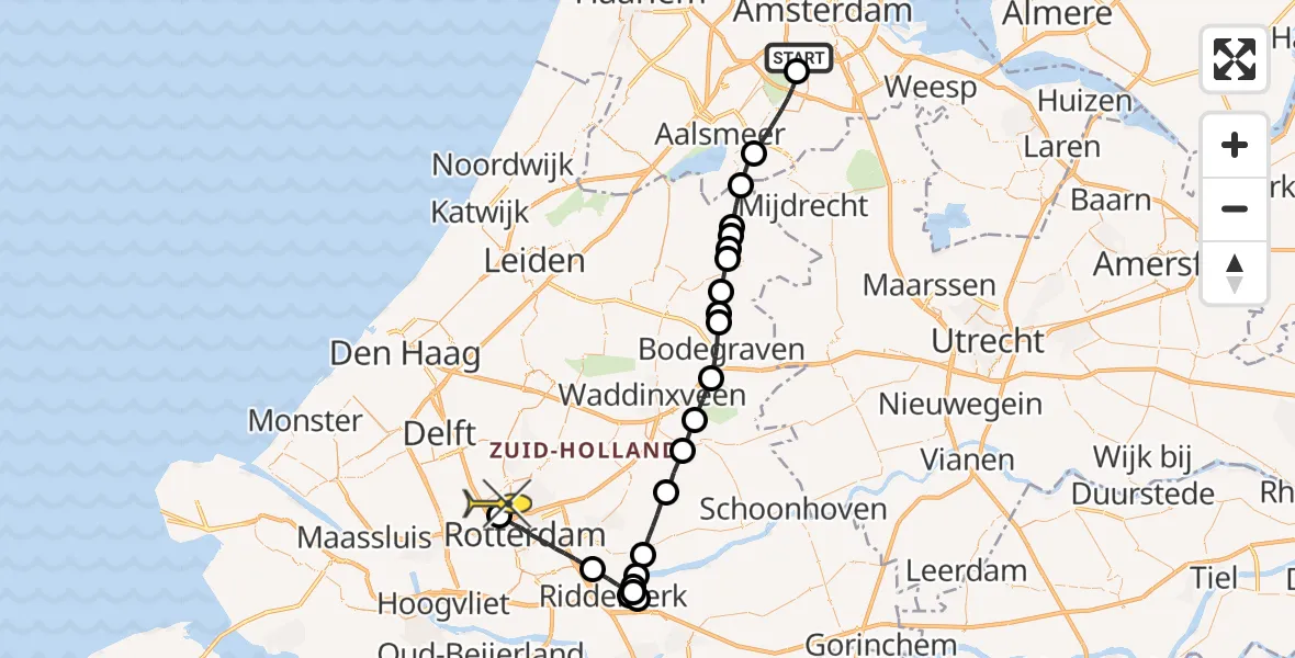 Routekaart van de vlucht: Lifeliner 1 naar Rotterdam The Hague Airport