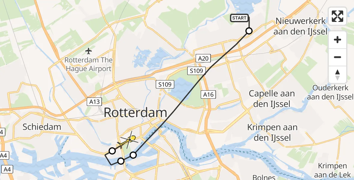 Routekaart van de vlucht: Lifeliner 2 naar Erasmus MC