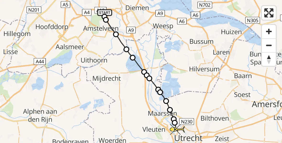 Routekaart van de vlucht: Lifeliner 1 naar Utrecht