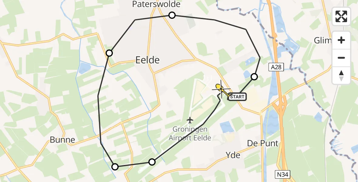 Routekaart van de vlucht: Lifeliner 4 naar Groningen Airport Eelde