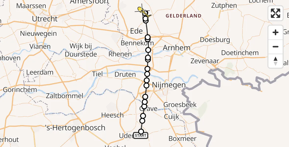 Routekaart van de vlucht: Lifeliner 3 naar Wekerom