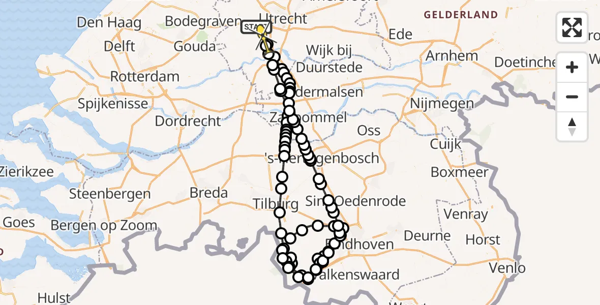 Routekaart van de vlucht: Politieheli naar IJsselstein