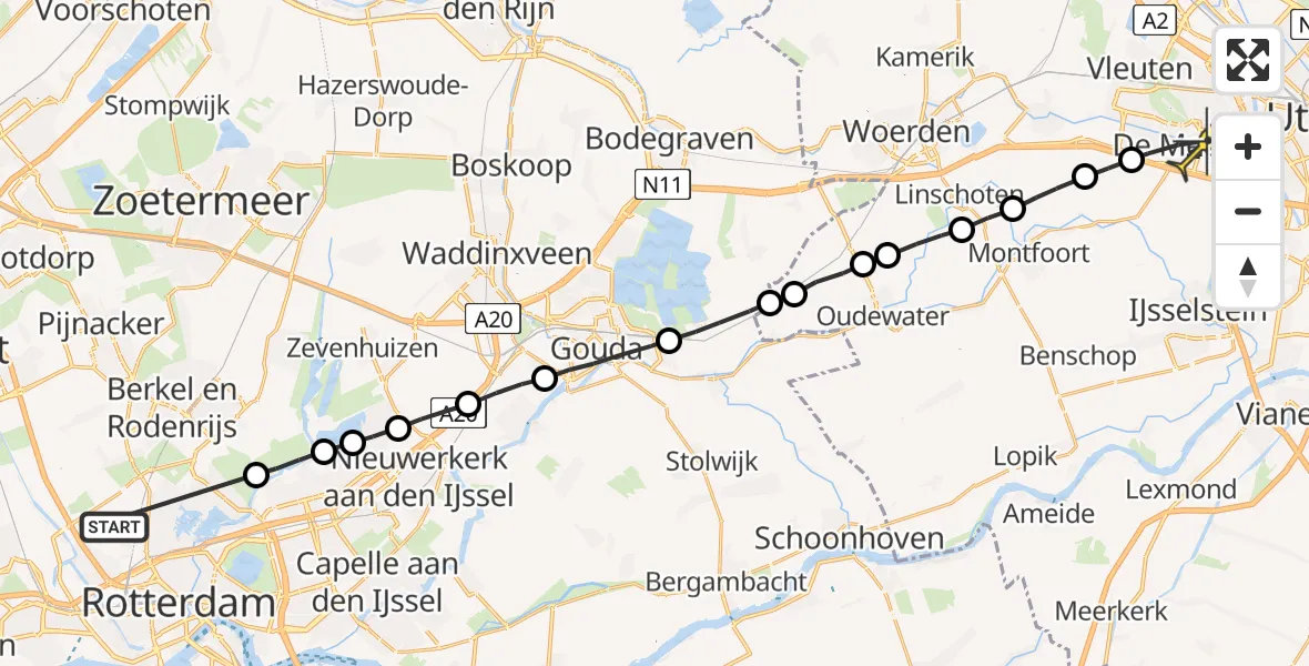 Routekaart van de vlucht: Lifeliner 2 naar De Meern