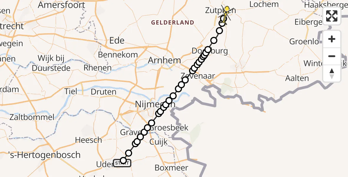 Routekaart van de vlucht: Lifeliner 3 naar Zutphen