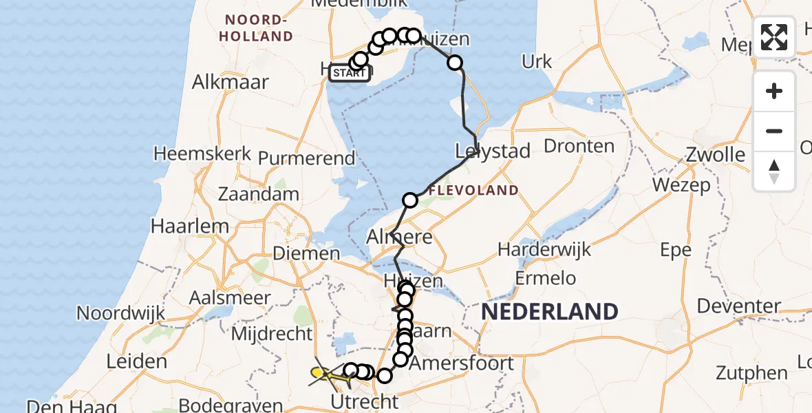 Routekaart van de vlucht: Politieheli naar Maarssen