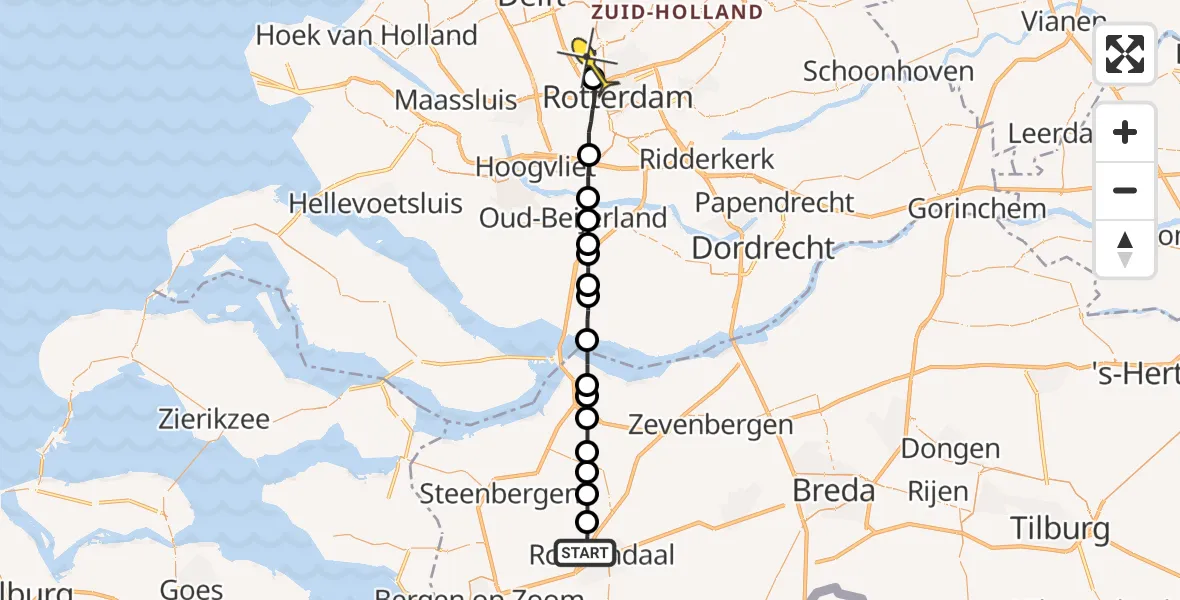 Routekaart van de vlucht: Lifeliner 2 naar Rotterdam The Hague Airport