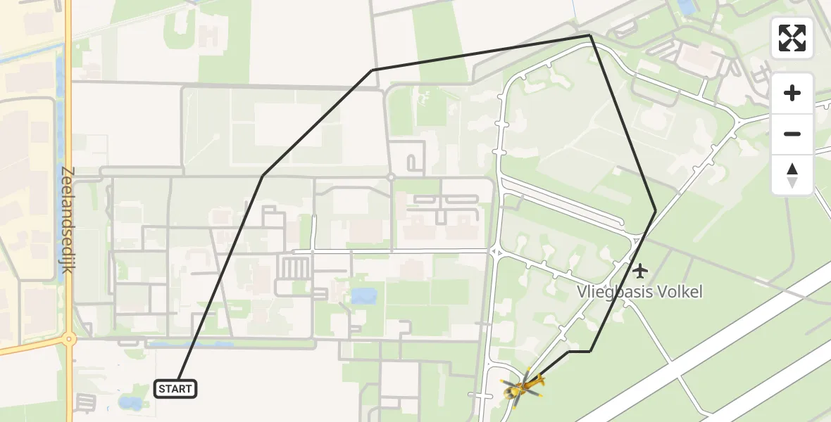 Vluchtroute Traumahelikopter Vliegbasis Volkel - Vliegbasis Volkel, 19 augustus 2022, 09:11