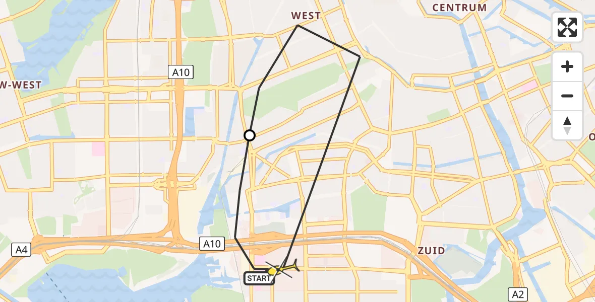 Routekaart van de vlucht: Lifeliner 1 naar VU Medisch Centrum Amsterdam