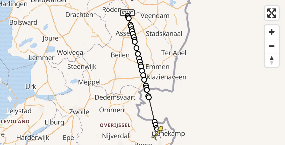 Routekaart van de vlucht: Lifeliner 4 naar Agelo