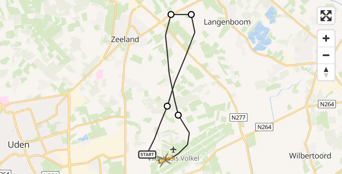 Vluchtroute Traumahelikopter Vliegbasis Volkel - Vliegbasis Volkel, 19 augustus 2022, 15:08