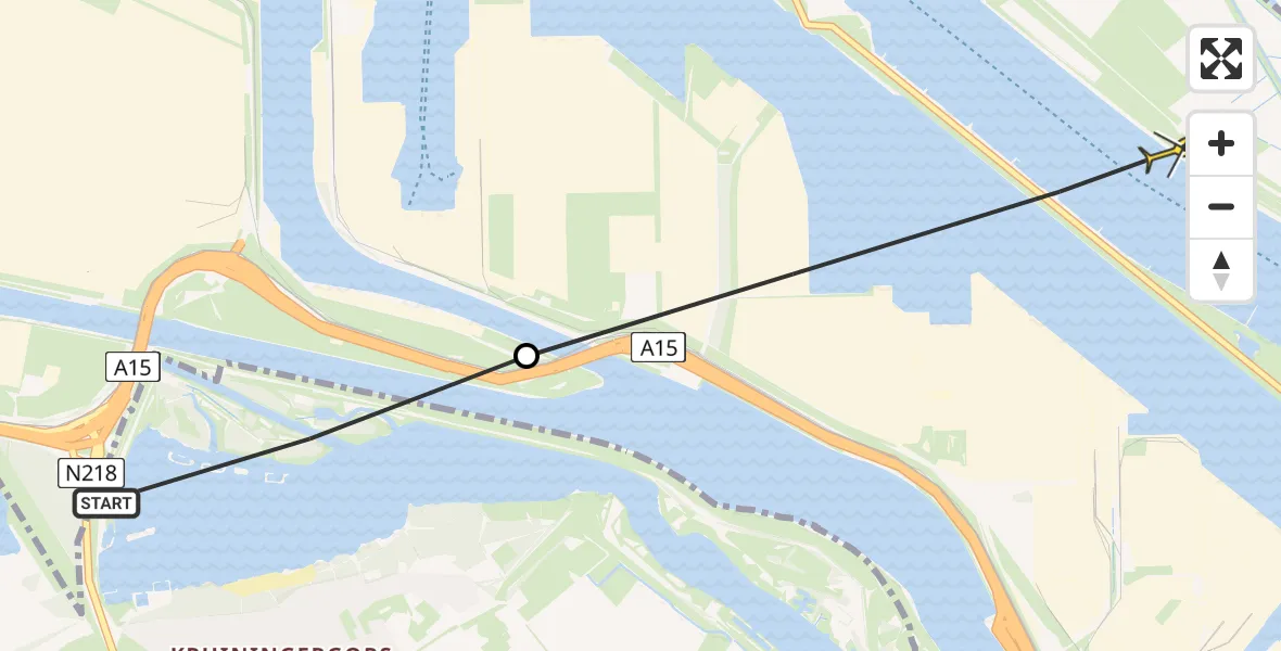 Routekaart van de vlucht: Politiehelikopter naar Hoek van Holland