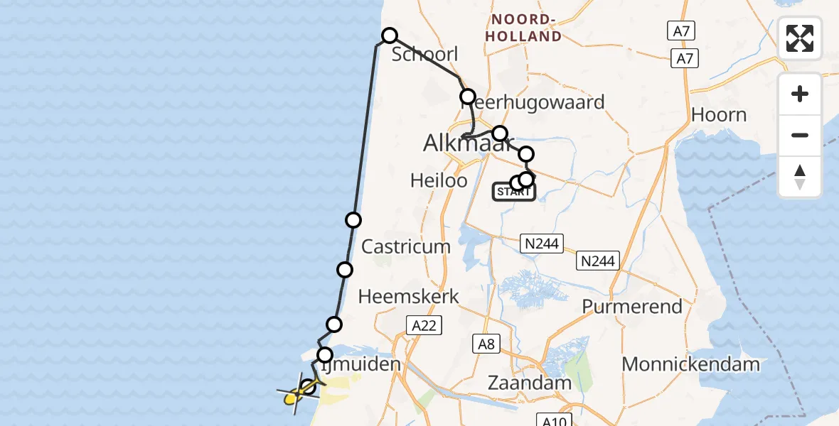 Routekaart van de vlucht: Politieheli naar 