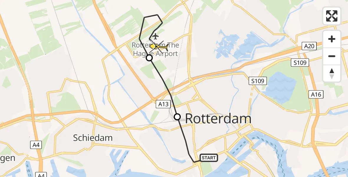 Routekaart van de vlucht: Lifeliner 2 naar Rotterdam The Hague Airport