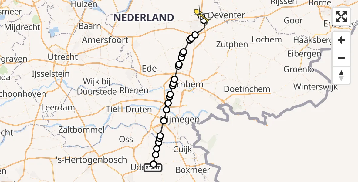 Routekaart van de vlucht: Lifeliner 3 naar Apeldoorn