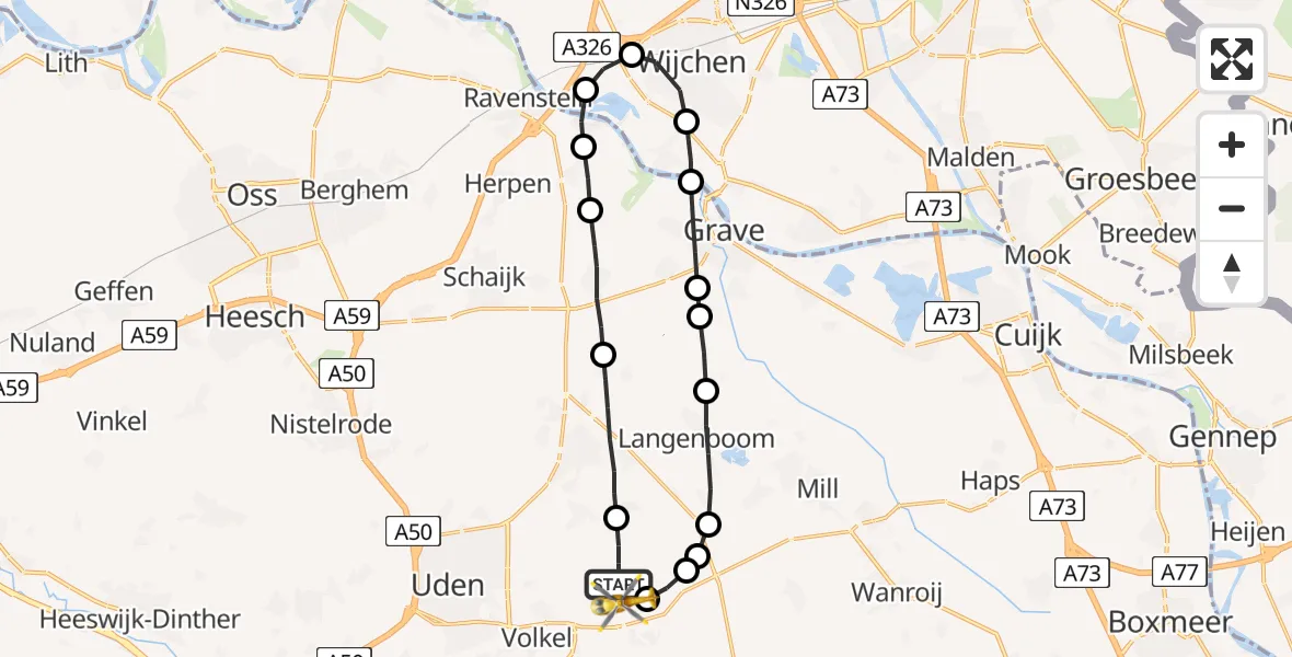 Vluchtroute Traumahelikopter Vliegbasis Volkel - Vliegbasis Volkel, 20 augustus 2022, 00:20