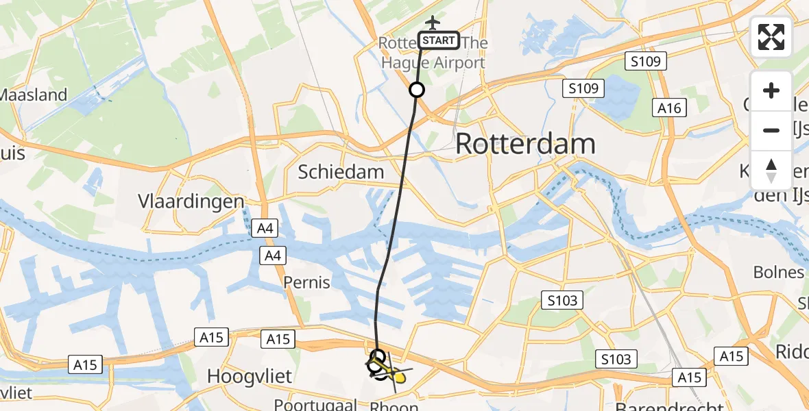 Routekaart van de vlucht: Lifeliner 2 naar Rotterdam-Albrandswaard