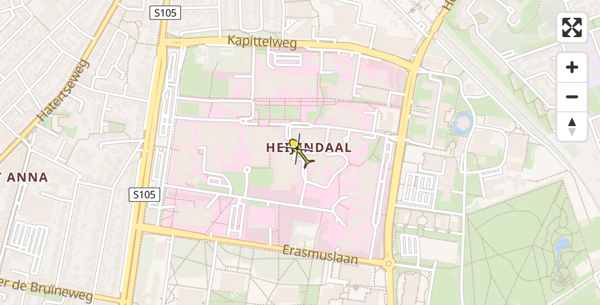 Vluchtroute Traumahelikopter van Radboud Universitair Medisch Centrum naar Radboud Universitair Medisch Centrum