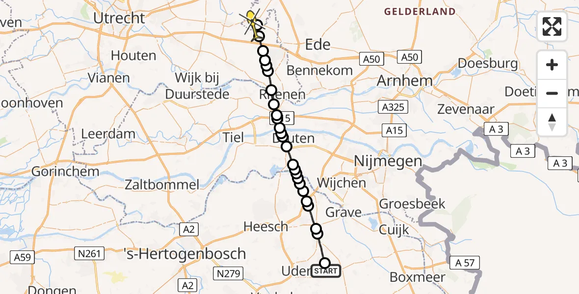 Routekaart van de vlucht: Lifeliner 3 naar Scherpenzeel