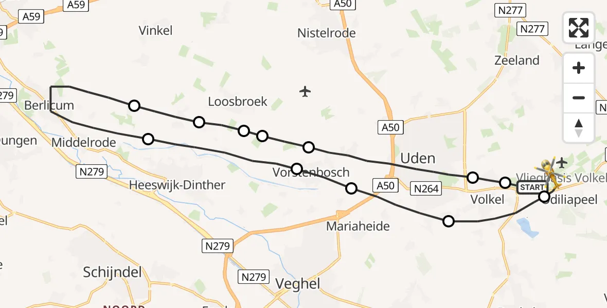 Vluchtroute Traumahelikopter Vliegbasis Volkel - Vliegbasis Volkel, 20 augustus 2022, 20:39