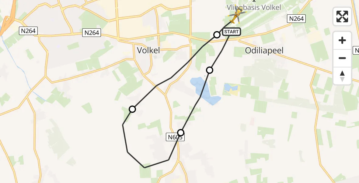 Vluchtroute Traumahelikopter Vliegbasis Volkel - Vliegbasis Volkel, 20 augustus 2022, 22:48