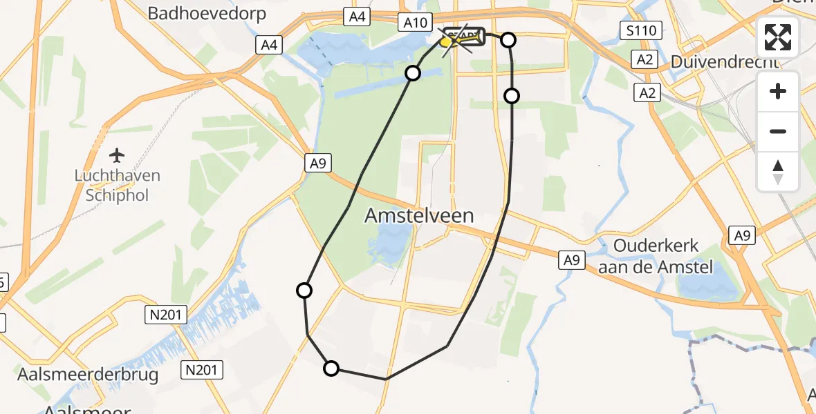 Routekaart van de vlucht: Lifeliner 1 naar VU Medisch Centrum Amsterdam