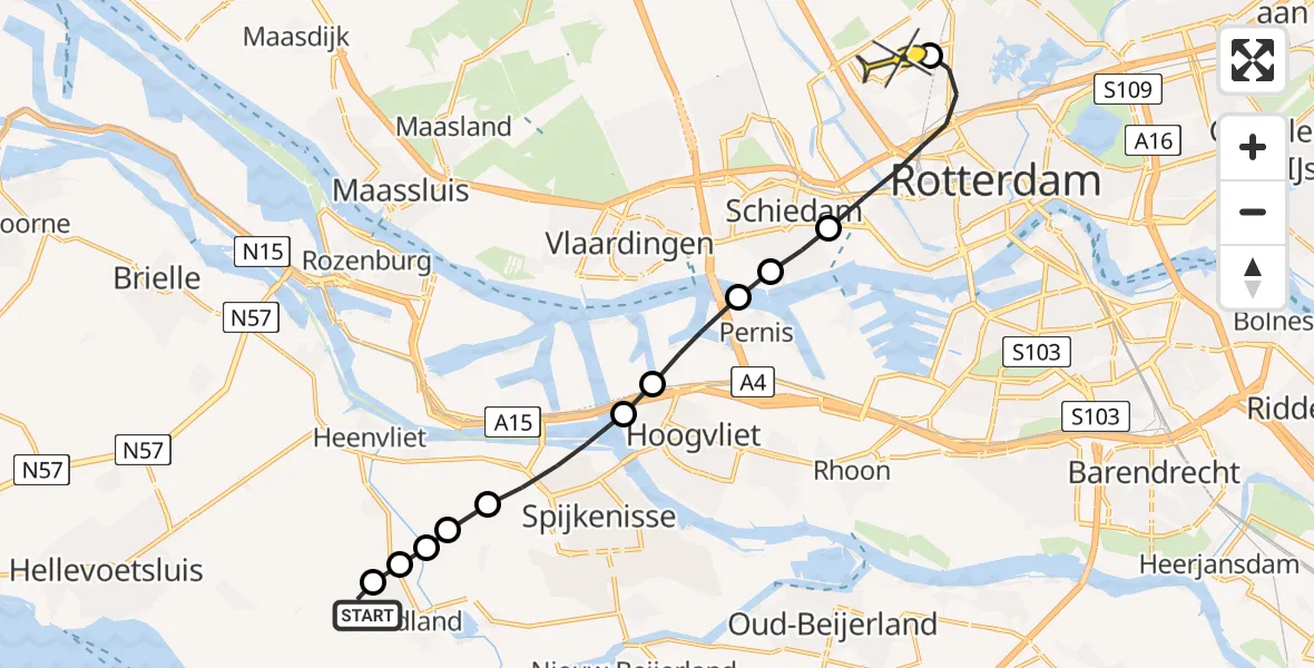 Routekaart van de vlucht: Lifeliner 2 naar Rotterdam The Hague Airport