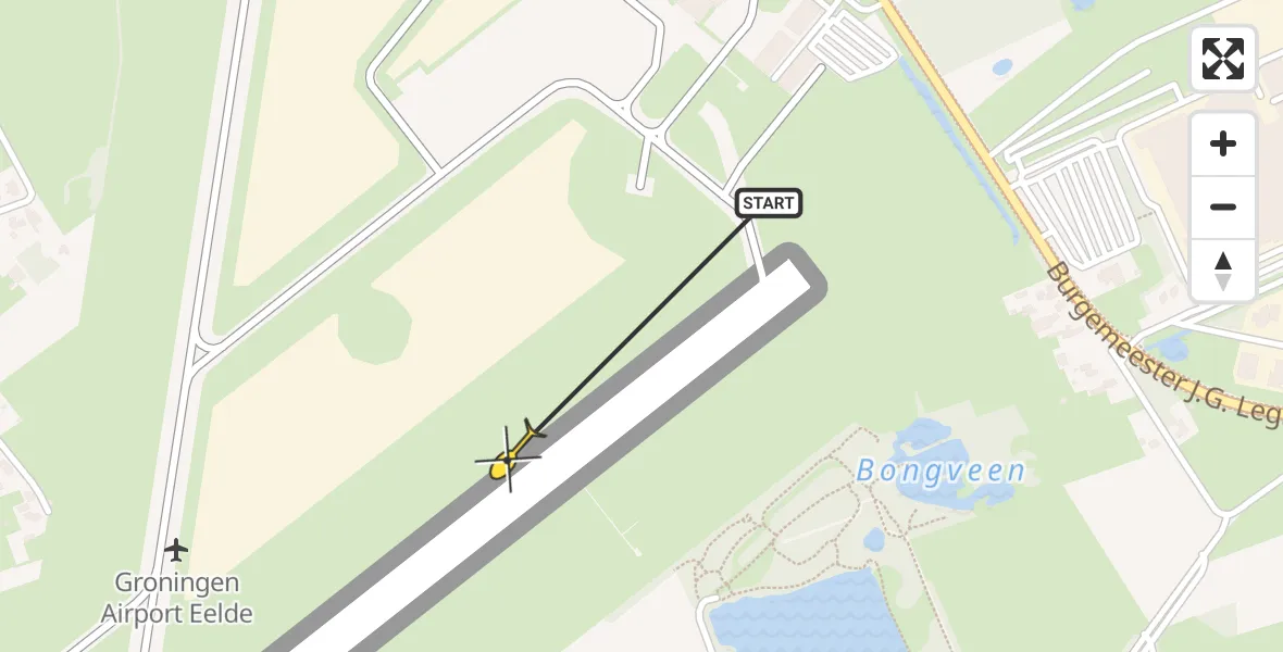 Routekaart van de vlucht: Traumahelikopter naar Groningen Airport Eelde