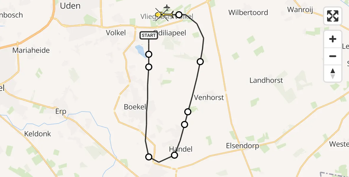 Routekaart van de vlucht: Lifeliner 3 naar Vliegbasis Volkel