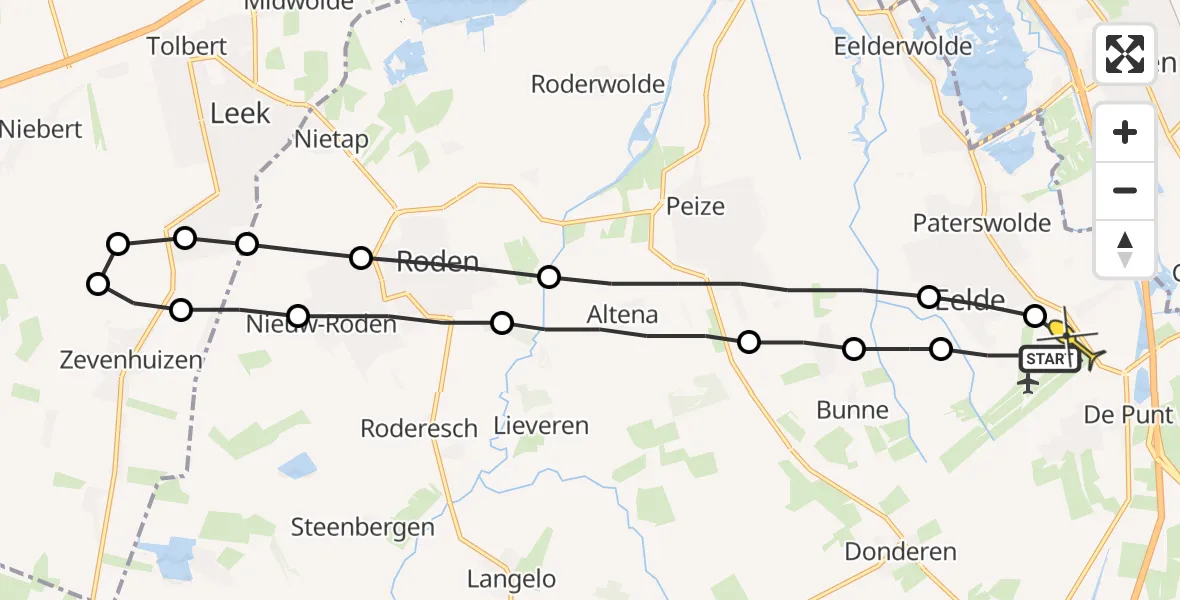 Routekaart van de vlucht: Lifeliner 4 naar Groningen Airport Eelde