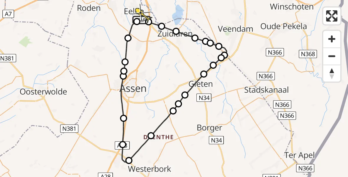 Routekaart van de vlucht: Lifeliner 4 naar Groningen Airport Eelde