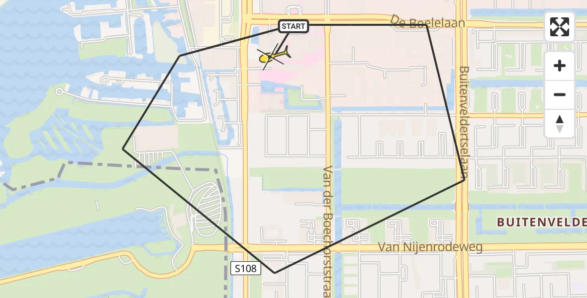 Routekaart van de vlucht: Lifeliner 1 naar VU Medisch Centrum Amsterdam