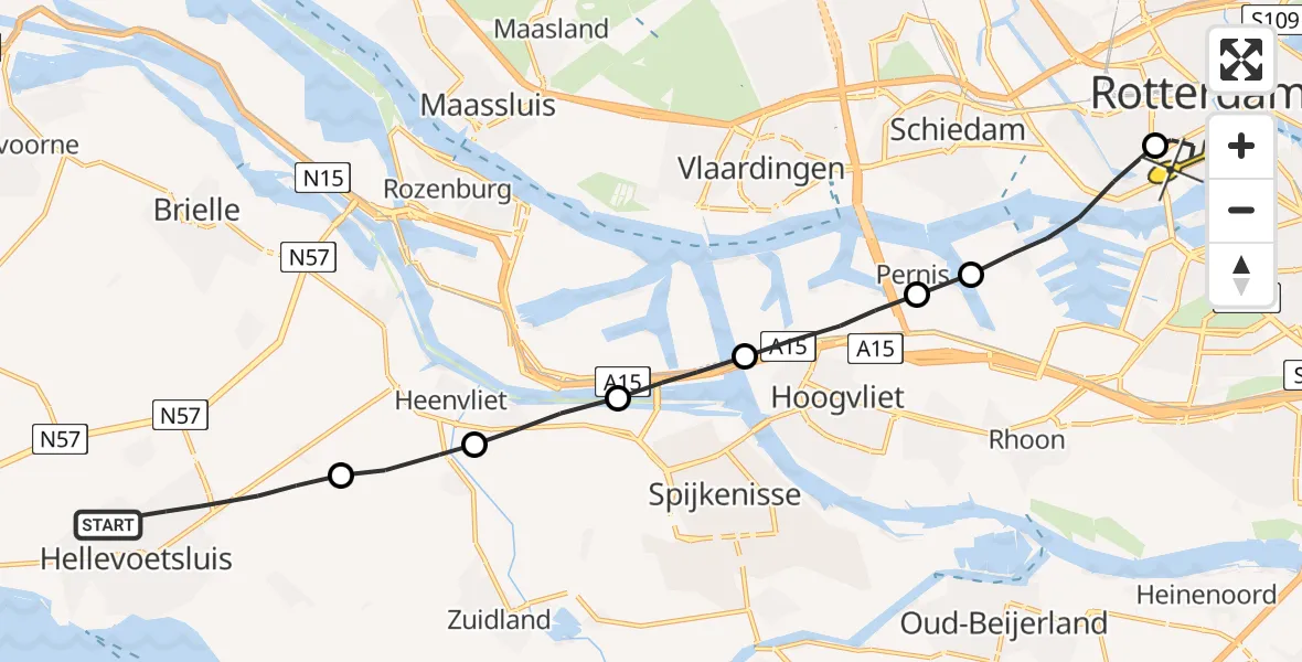 Routekaart van de vlucht: Lifeliner 2 naar Erasmus MC