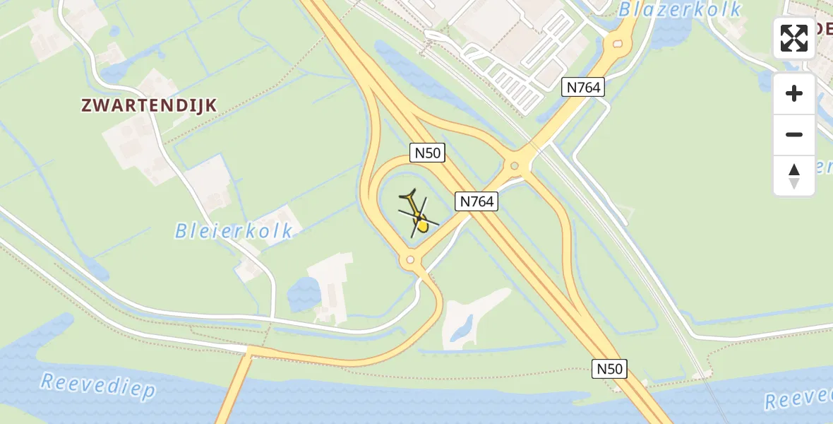 Routekaart van de vlucht: Lifeliner 3 naar Kampen