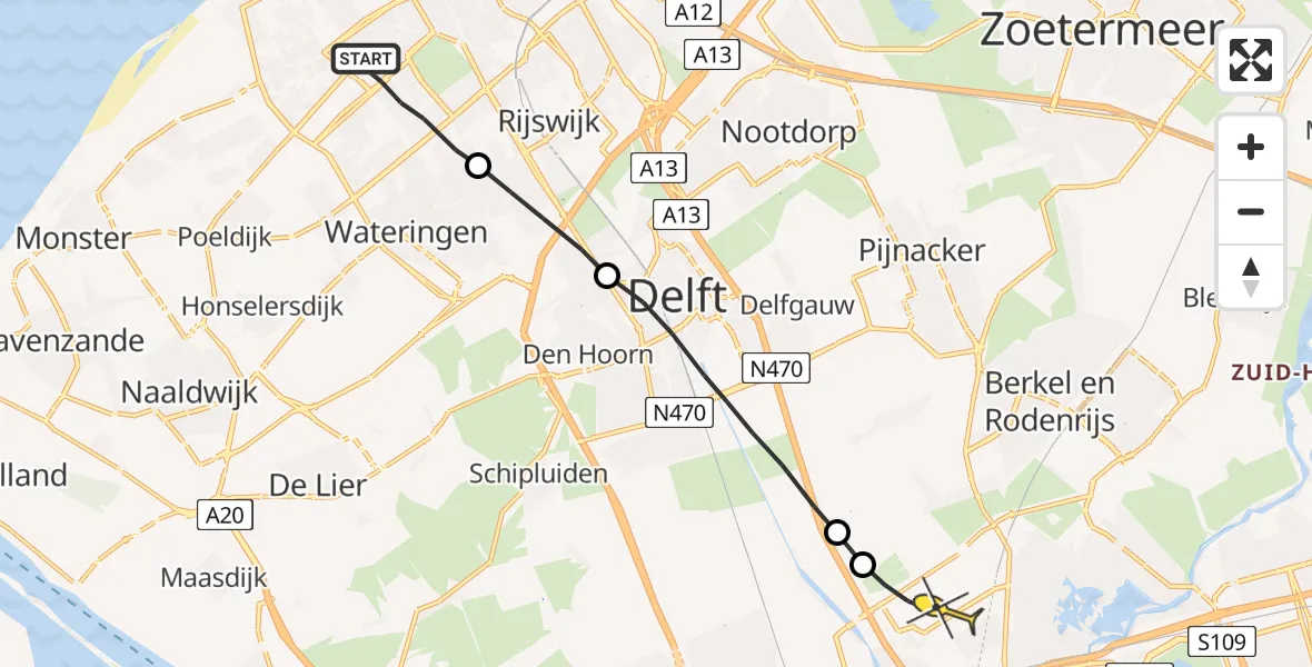 Routekaart van de vlucht: Lifeliner 2 naar Rotterdam The Hague Airport