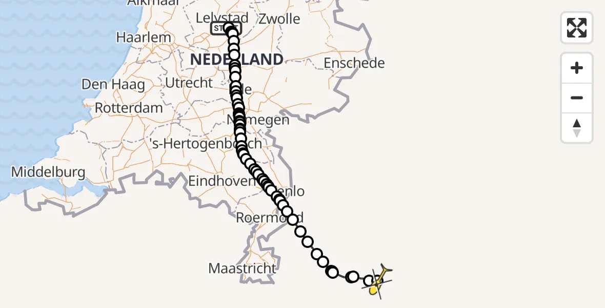 Routekaart van de vlucht: Traumahelikopter naar Sankt Augustin