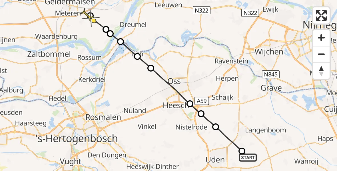 Routekaart van de vlucht: Lifeliner 3 naar Wadenoijen